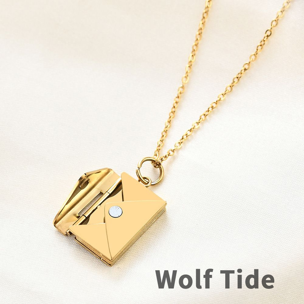 Titanium Stainless Steel Openable Envelope Pendant Necklace Choker Love You Engraved for Lovers Men Women Unisex Couple Rose Gold Wolf Tide Jewelry Gi