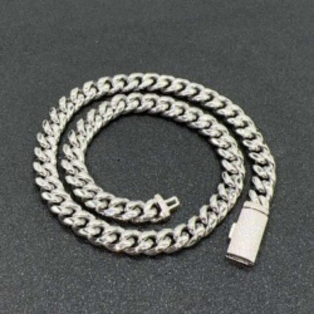 10mm 12mm Hip Hop Cuban Necklace 925 Silver Moissanite Clasp Stainless Steel Link Chain