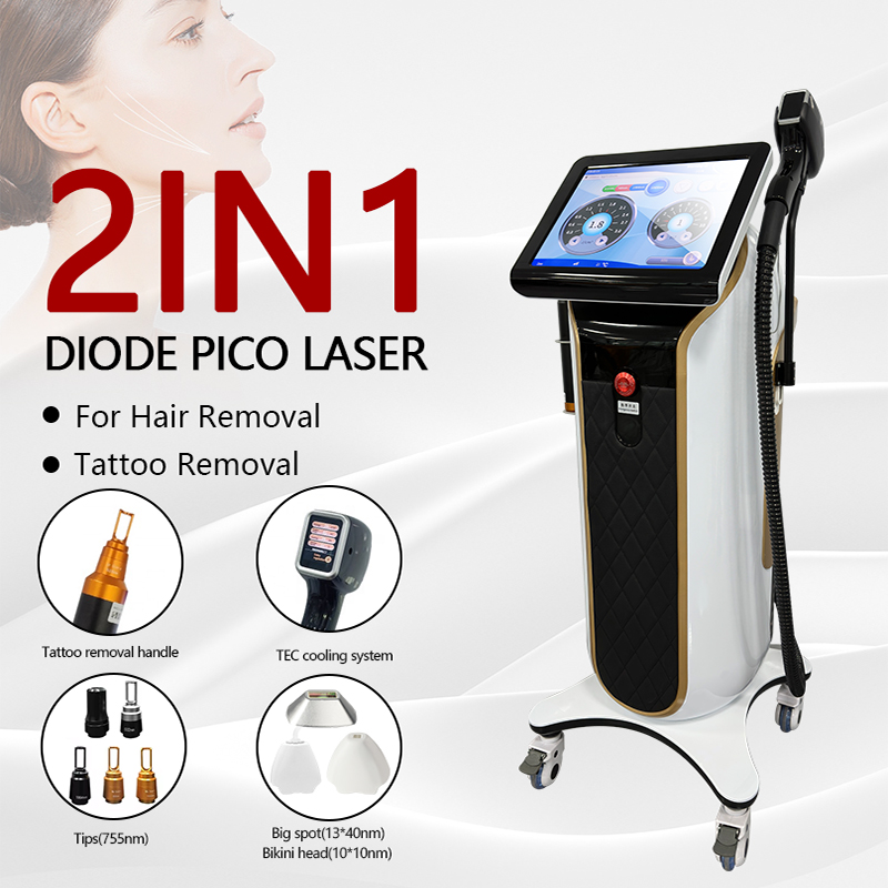 Laser Carbon Peeling 2 In 1 Q Switched Nd Yag Picossecond Tattoo Removal 808 Freezing Point Diode Laser Hair Removal Machine For Beauty Sa