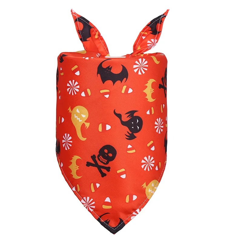 Halloween Pet Bandanas Collar for Dogs Cats Cotton Triangular Bibs Scarf Collar with Pumpkin Pattern for Puppy Accessories