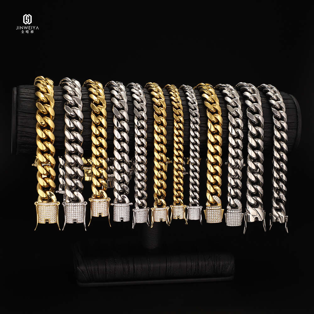 Jwy Wholesale Hip Hop Bracelet 18k Solid Gold Plated Miami Men Chain Cuban Link