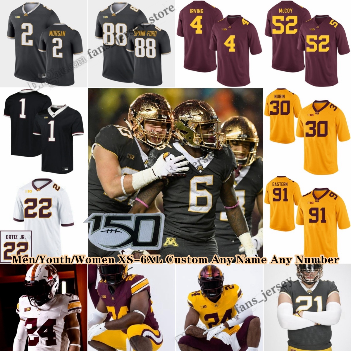 NCAA XS-6XL Minnesota Golden Gophers 8 Athan Kaliakmanis College Football Jerseys Darius Taylor Daniel Jackson Jack Henderson Tyler Nubin Cole Kramer Zach Evans