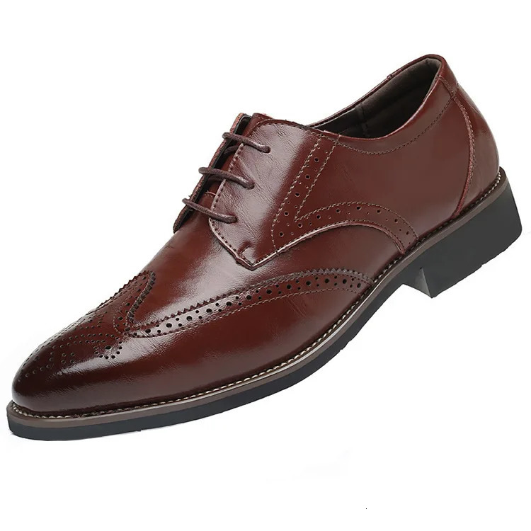 2024 Men Oxford Genuine Leather Dress Shoes Brogue Lace Up Flats Male Casual Shoes Black Brown Size 38-48 240708