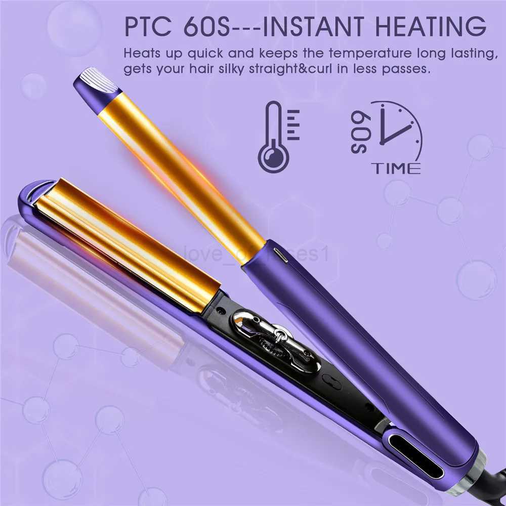 Multifunction Curved Plate Curling Irons Tourmaline Ceramic Hair Straightener Curler 240 Salon Hair Waves Waver 110-240VZ240709