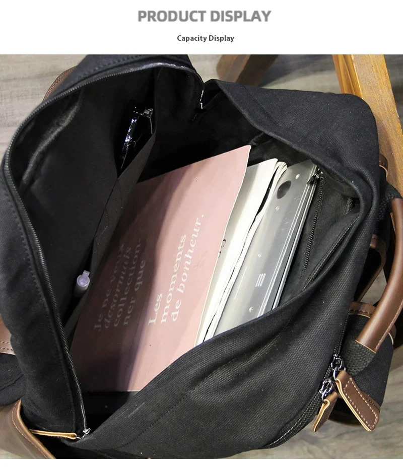 Fashionable canvas mens backpack with large capacity suitable for school and travel 240704bj