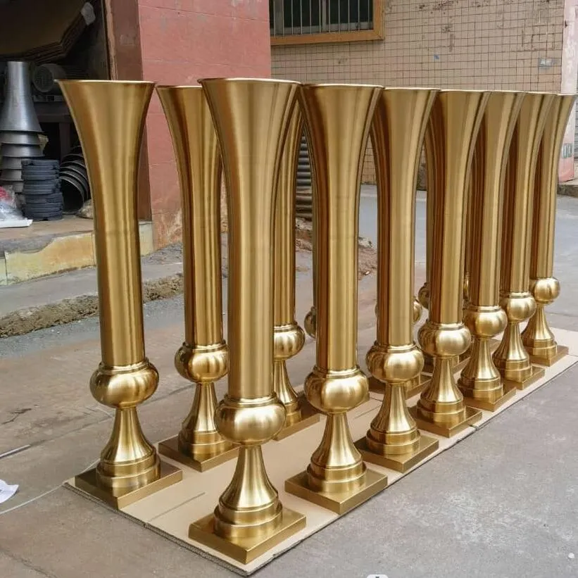 100cm height flower vase gold metal candle holder candle stand wedding centerpiece event party road lead home decor 10 pcs/ lot LL