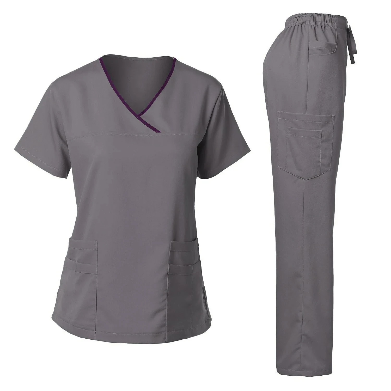 Fashion Women Scrubs Uniform Hospital Doctors Clothes Nurses Accessories Dental Clinic Beauty Spa Salon Workwear Sets 240704
