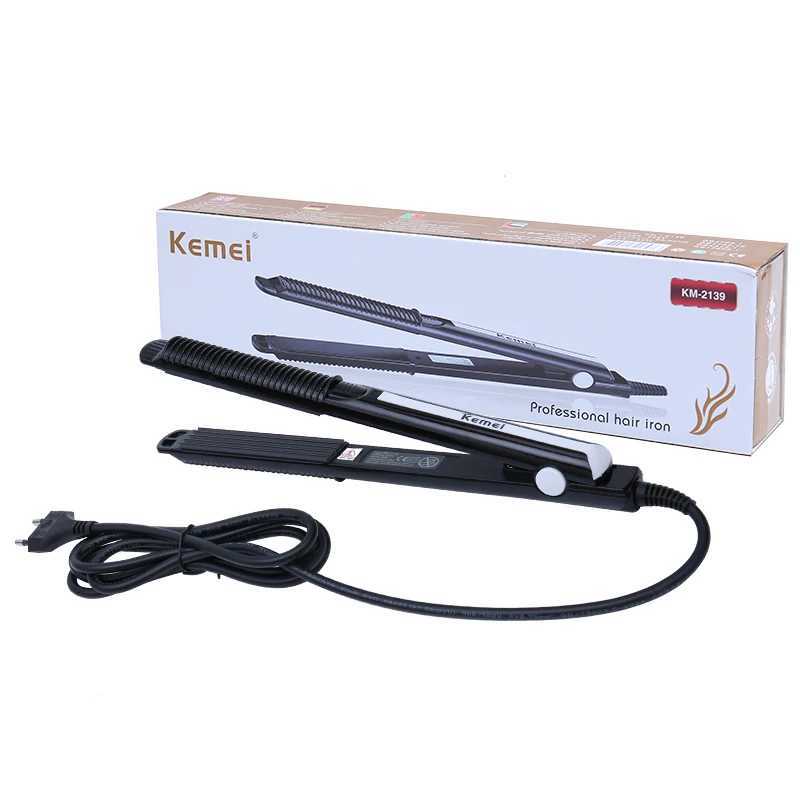 New Arrival Kemei Professional Quick Preheating Portable Curly tourmaline Ceramic Straightener Flat Iron Hair Styling Tool KM-2139 Z241022