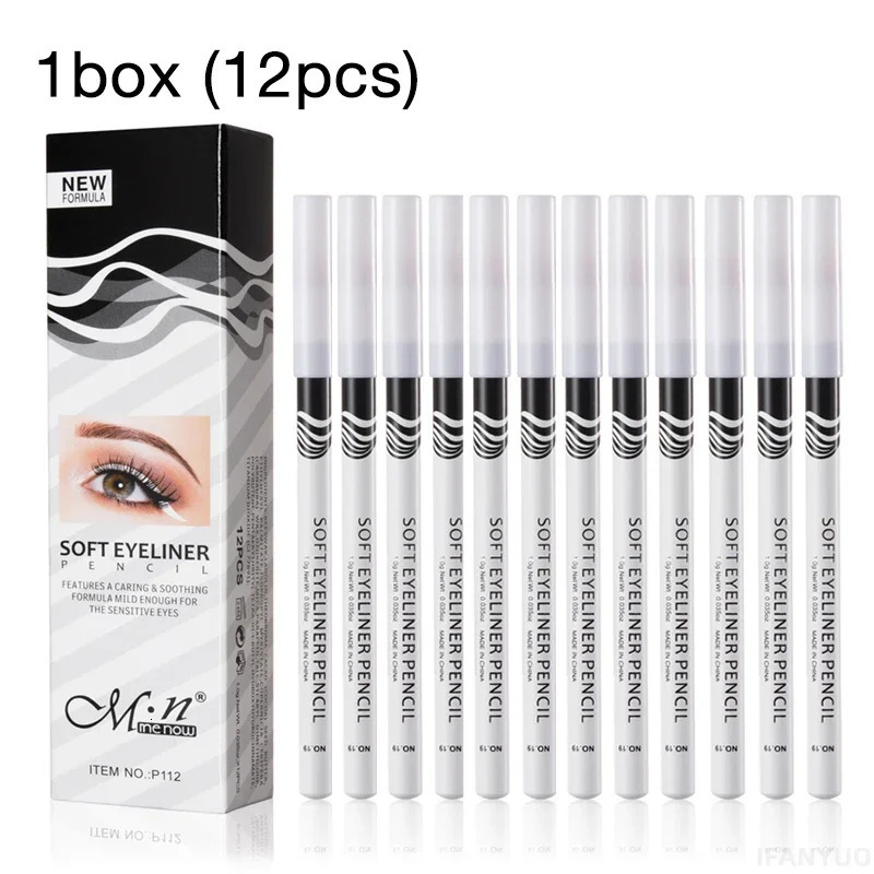 112pcs White Eyeliner Makeup Smooth Easy To Wear Lasting Eyes Brightener Waterproof Fashion Eyes Liner Pencils Eye Makeup Tool 240709