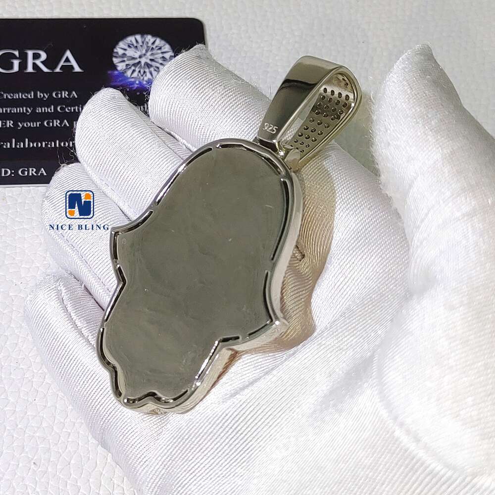 Custom Iced Out Hamsa Penadnt Teo Tone Rose and White Hip Hop Fashion Moissanite Jewelry 925 Silver Lab Diamond Hand Pendants