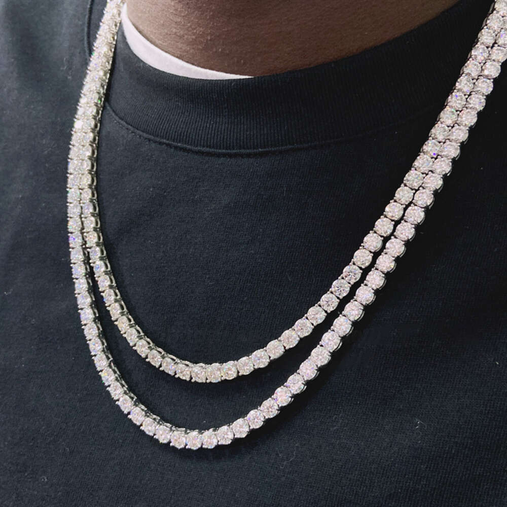 Drop Shipping Hip Hop Vvs 925 Sterling Silver 5mm 6.5mm Moissanite Diamond Ice Shining Tennis Chain Necklace Bracelet