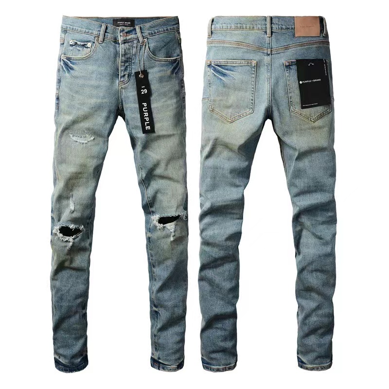 Mens purple jean Designer Jean Distressed Bikers Denim For Men Fashion Mans Black Pants 266 031