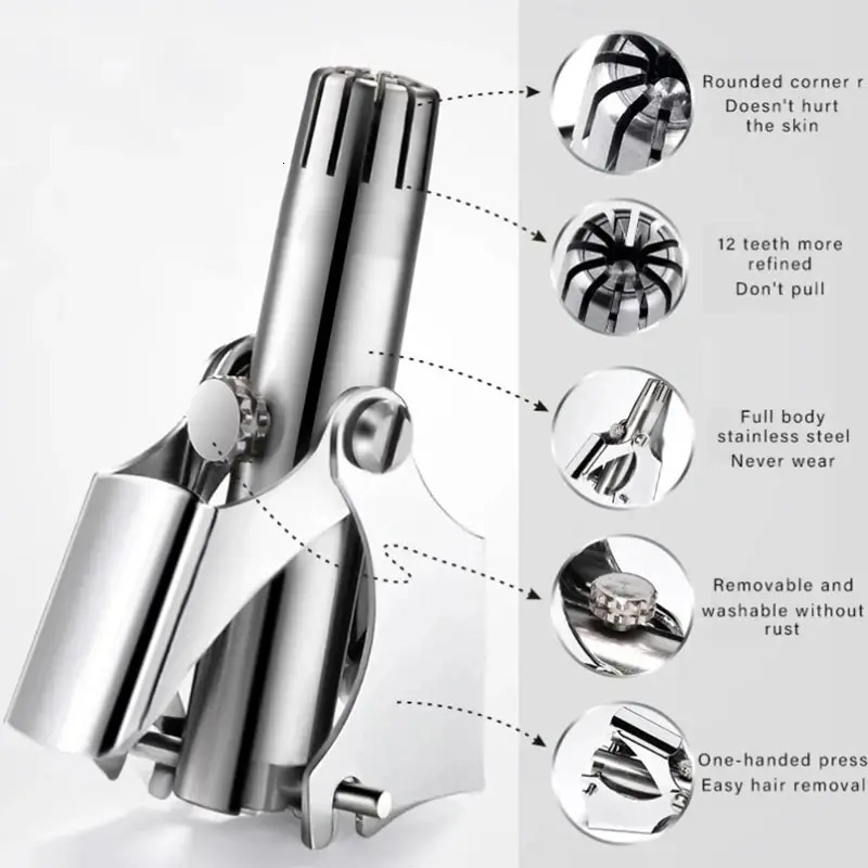 Women Sale Nose Trimmer for Men Stainless Steel Manual Trimmer for Nose Vibrissa Razor Shaver Washable Portable Nose Ear Hair 240708