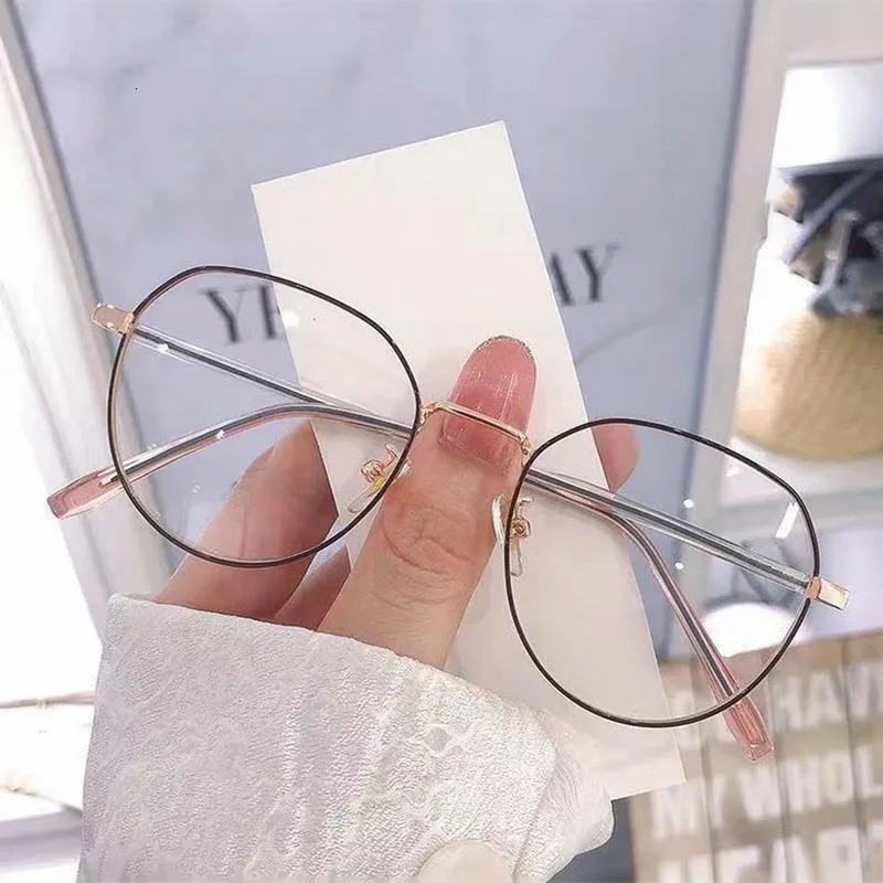 Fashion Metal Polygons Anti Blue Light Glasses Women Men Vintage Computer Eye Protection Eyeglasses Round Plain Spectacles 240708