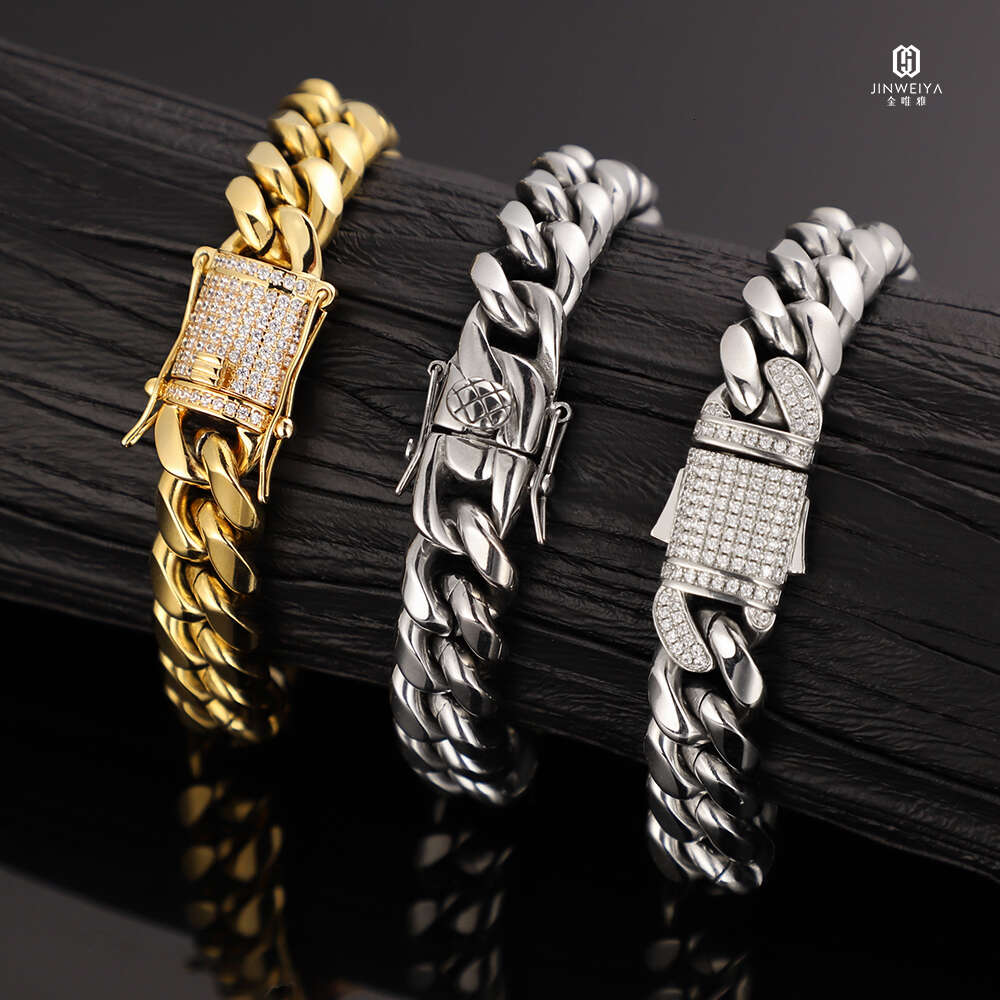 Jwy Wholesale Hip Hop Bracelet 18k Solid Gold Plated Miami Men Chain Cuban Link