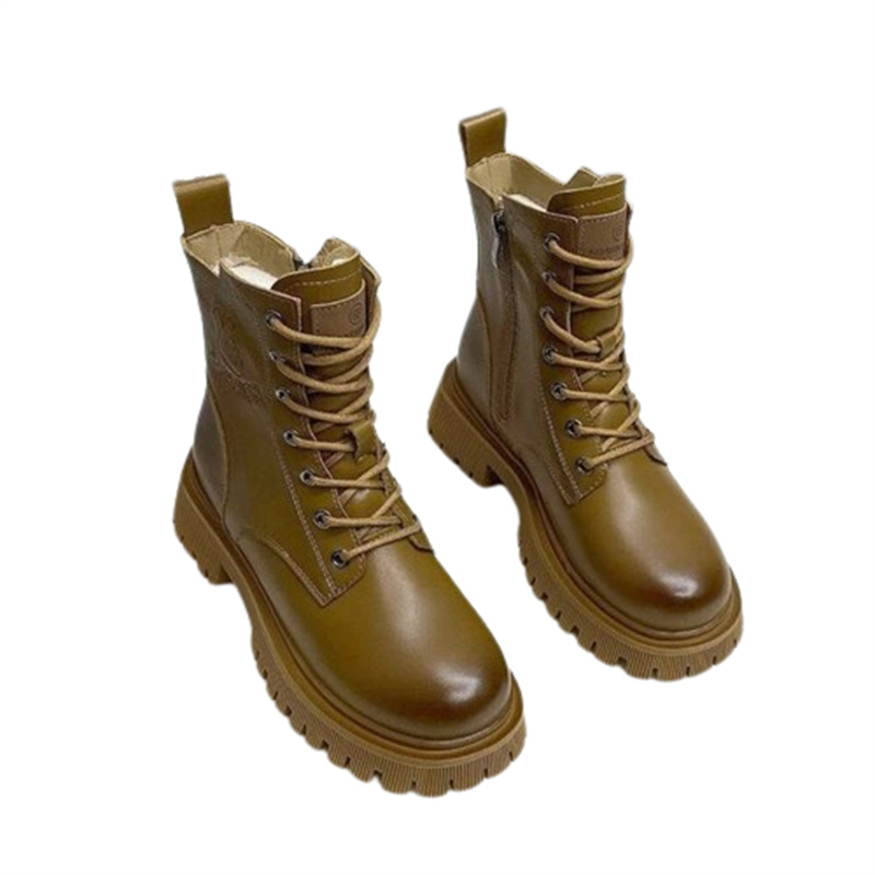 British Retro Style New Autumn/Winter Thick Bottom Zipper Lace up Black Classic Anti slip and Wear resistant Short Boots free shipping Lhshoe