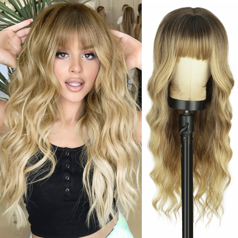 High Temperature Fiber Synthetic Wig Mechanism Natural Curvature Body Wave Hair Products R6/15/10# 1B#