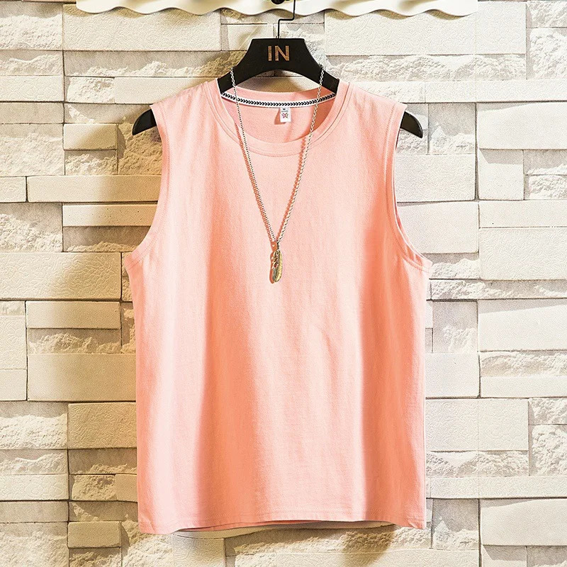 Summer Y2k Fashion Men Casual Sport Cotton T Shirt Sleeveless O-neck Vest Slim Fitness Tank Top Undershirt Mens Clothing 240703