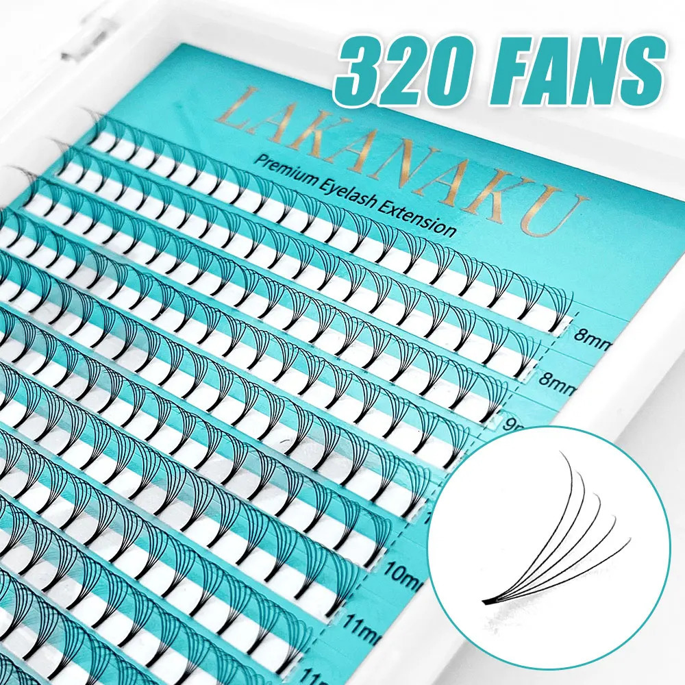 Lakanaku 320 Fans Premade Volume Fans 3D 4D 5D 6D Soft Cashmere Matte Eyelashes Large Capacity Cilios Individual Lash Extension 240709