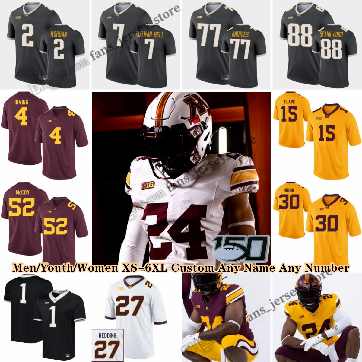 NCAA S-6XL Minnesota Golden Gophers College Football Jerseys 8 Athan Kaliakmanis Darius Taylor Daniel Jackson Jack HendersonTyler Nubin Cole Kramer Sean Tyler