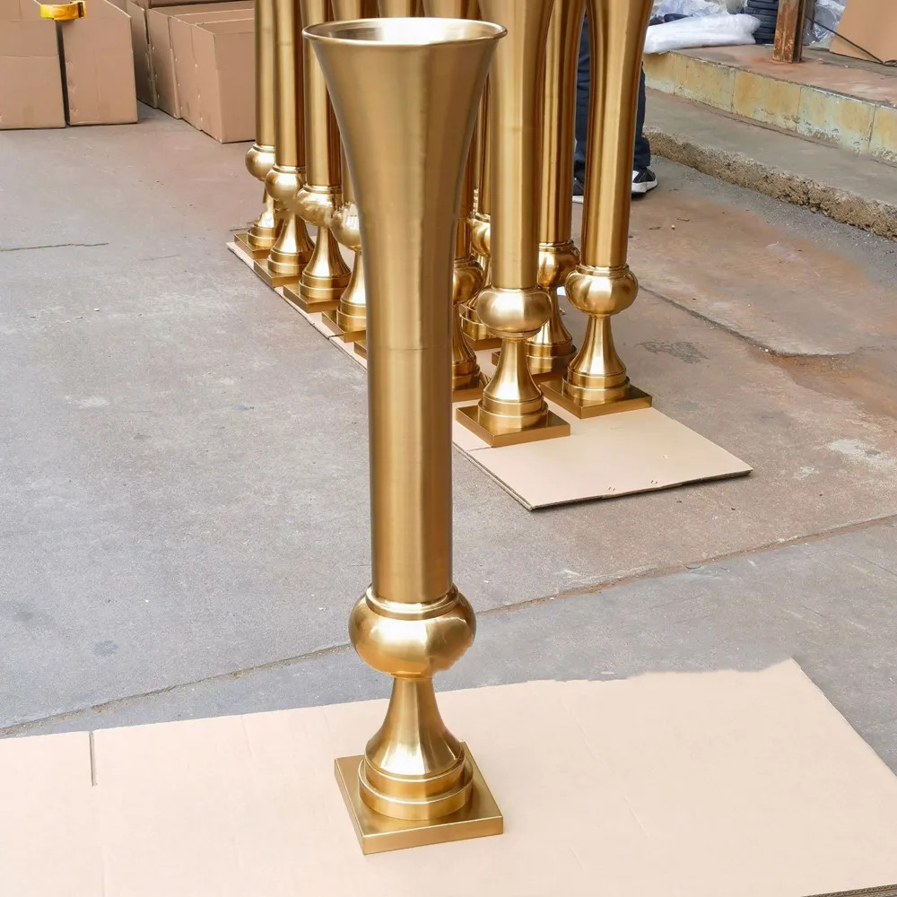 100cm height flower vase gold metal candle holder candle stand wedding centerpiece event party road lead home decor 10 pcs/ lot LL