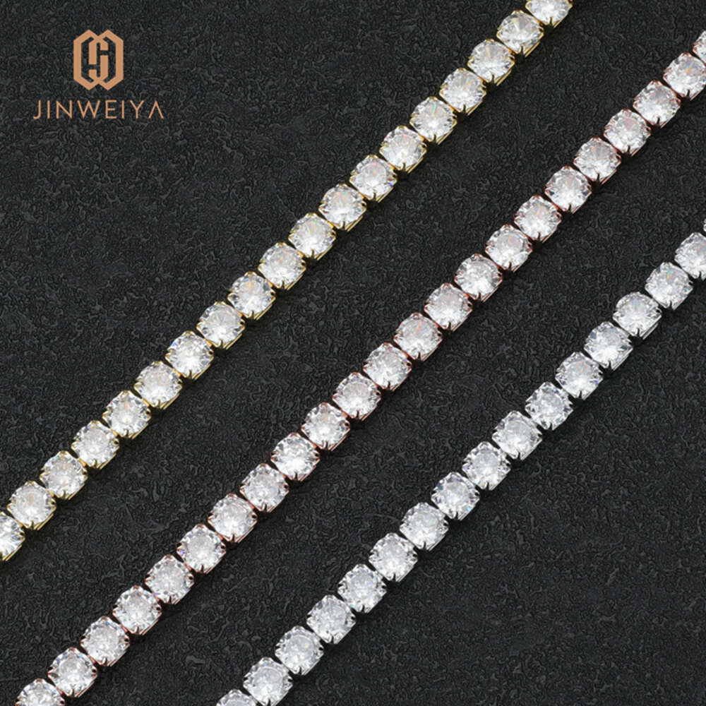 Jwy Men Bracelet Chain Cuban 6mm Tennis Brass Fashion Jewelry 14k Gold Plated Bracelets