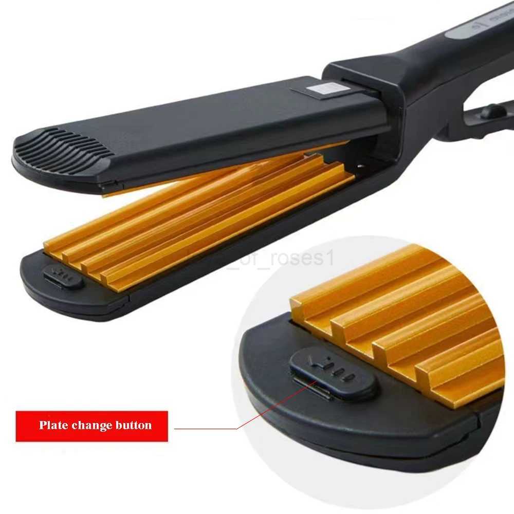 Professional Ceramic Corrugated Iron Electric Curling Crimped Wide Plates Beauty Hair Iron For Hair Wave Corrugation Flat IronsM240709