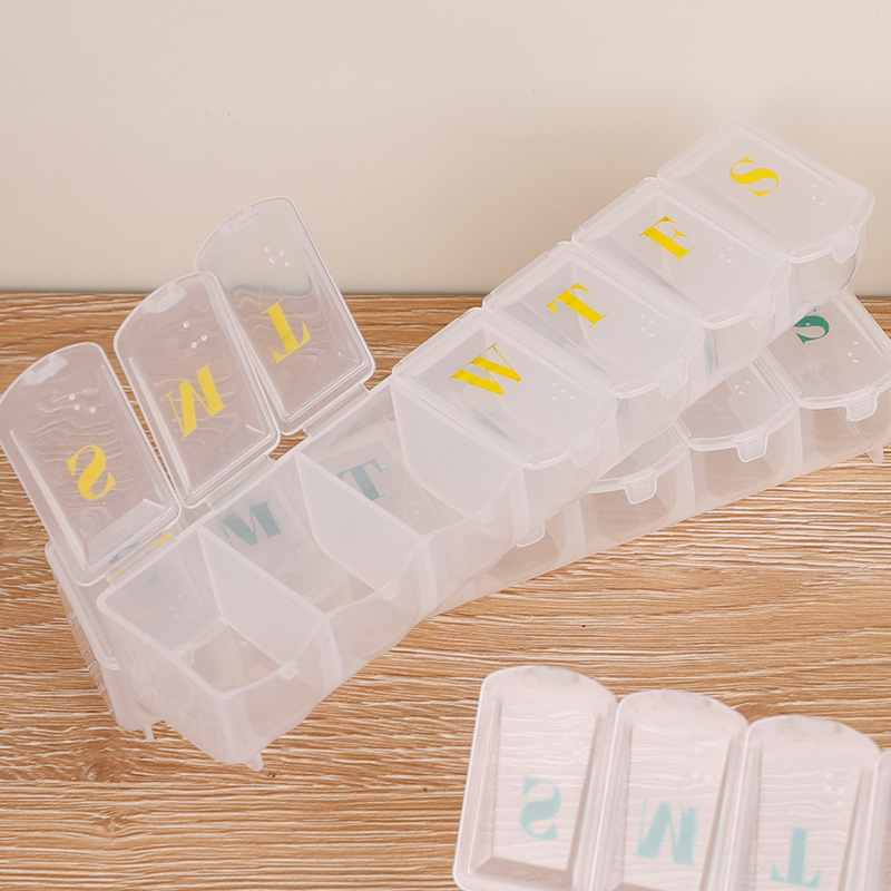 Seven Day Storage Convenient Rectangular Portable Braille Labeled Pill Boxes