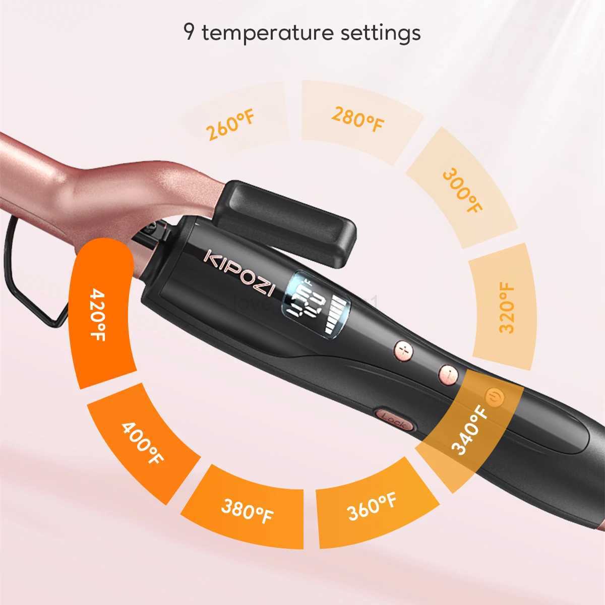 KIPOZI Professional Multifunctional Curling Iron Hair Instant Heating 60Min Auto Off Safety Tool With LCD Digital DisplayM240709