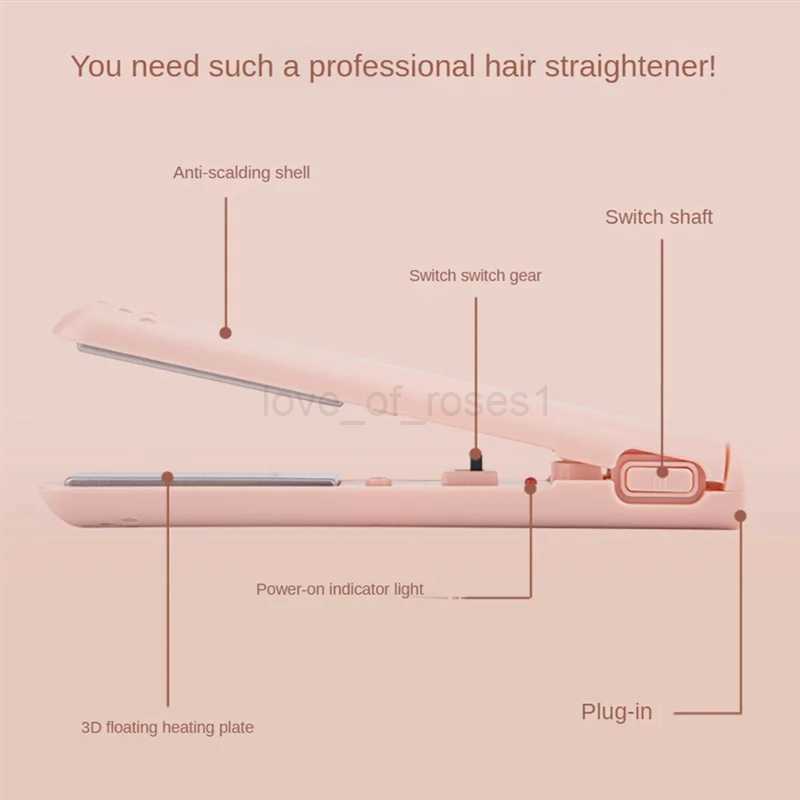 2 in 1 Dual-Purpose Hair Curler Mini Hair Straightener Travel Curling IronPortable Mini USB Hair Curler WhiteZ240709