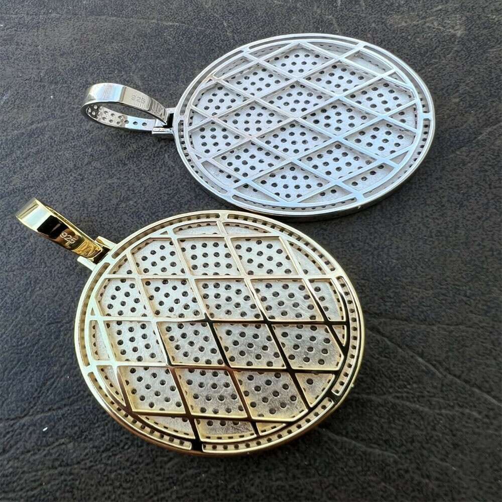 Customization 925 Sterling Silver Round Shape Necklace Pendant Large Moissanite Hip Hop