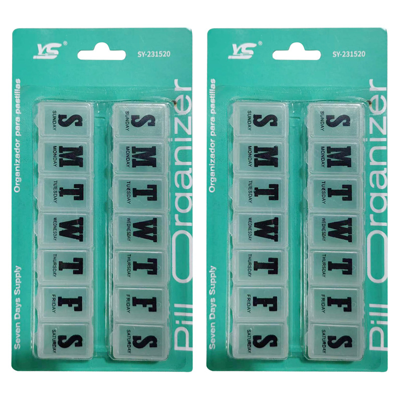 storage pill box a week seven compartments large capacity snap tight single row rectangular box