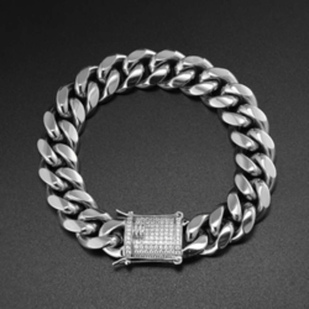 Jwy Wholesale Hip Hop Bracelet 18k Solid Gold Plated Miami Men Chain Cuban Link