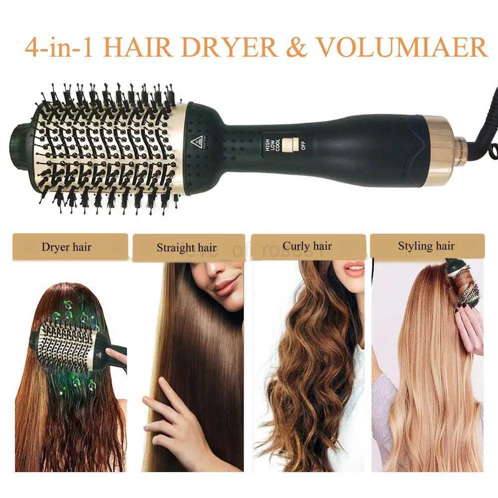 Hair Dryer Brush One-Step Hair Dryer Premium Hot Air Brush With Negative Ion Generator 4 in 1 Hot Air Brush with Fast DryingM240709