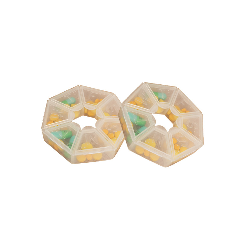 Seven Days Portable Storage Heptagonal Braille Labeling Pill Holder