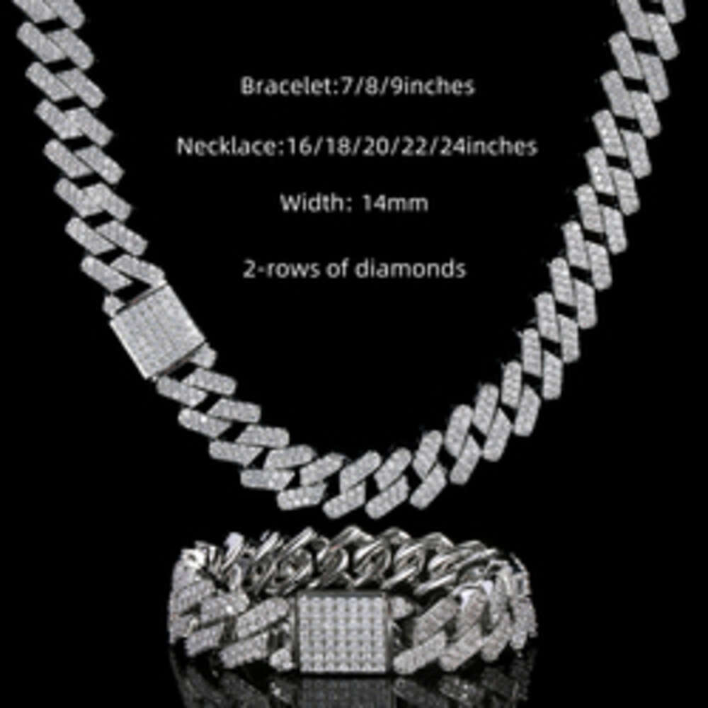 Custom Stock Iced Out Vvs Moissanite Cuban Bracelet 925 Silver Bling Cz Diamond Link Chain Hip Hop Men Jewelry Necklace
