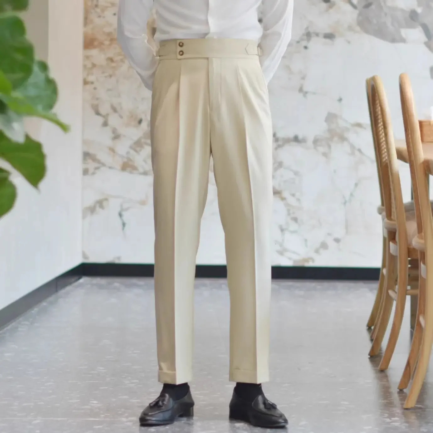 Wide Leg Business Social Tailoring Man Suits Pants Fluid Draped Trousers for Men Vintage Summer 2024 Thin Casual Up In 240708Z