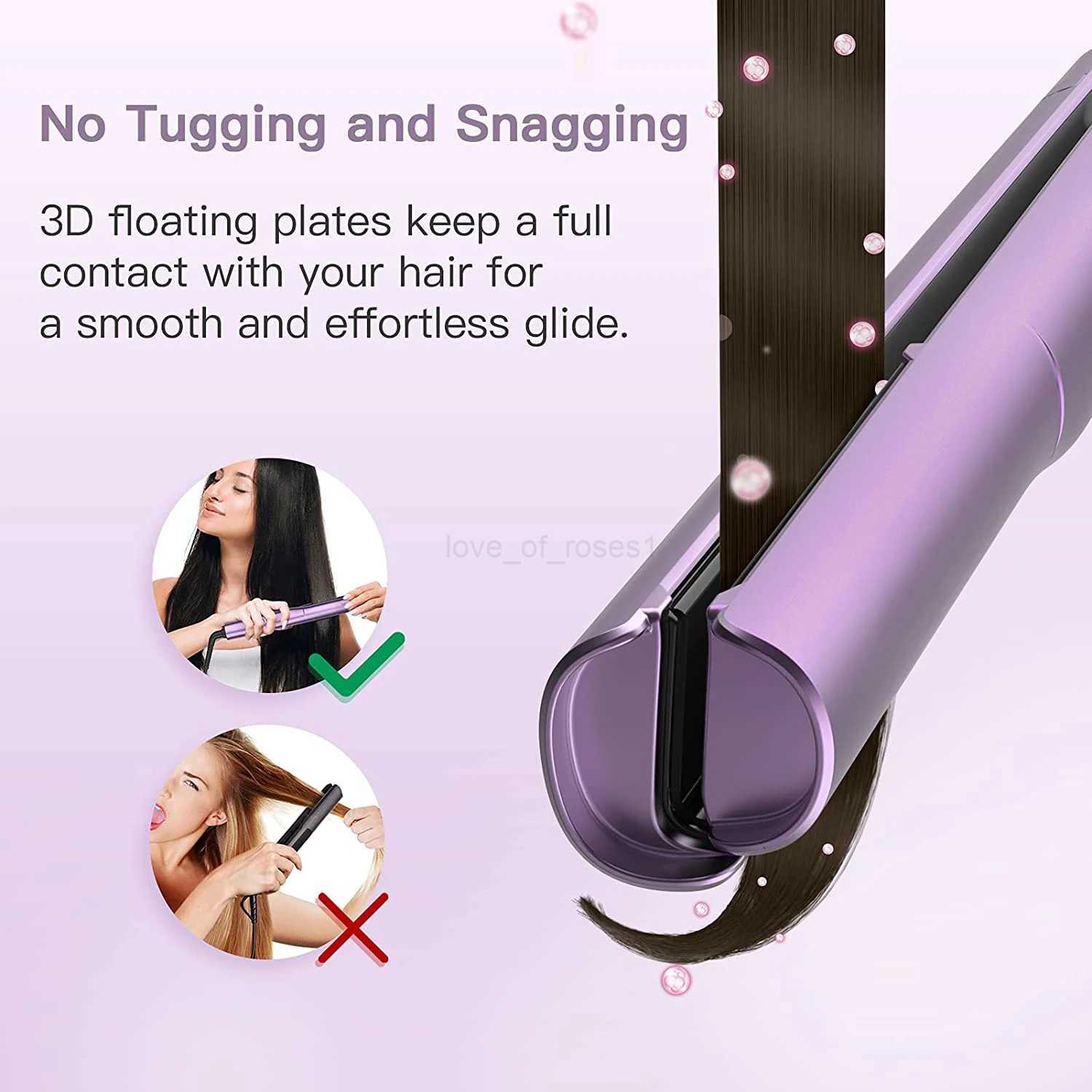Professional Hair Straightener Ceramic Flat Iron Arc Hair Curler Curling Iron 2 in 1 Straightener Curler Styling Tool PinkM240709