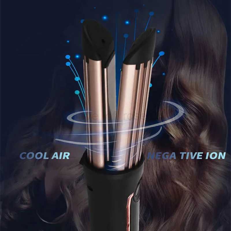 2in1 Cool Air Electric Hair Curling Iron Ceramic PTC Fast Heating 3 Gears Straighten Curling Dual Use Hair Wand With Air DuctingM240709