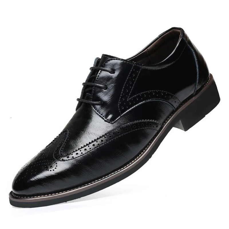2024 Men Oxford Genuine Leather Dress Shoes Brogue Lace Up Flats Male Casual Shoes Black Brown Size 38-48 240708
