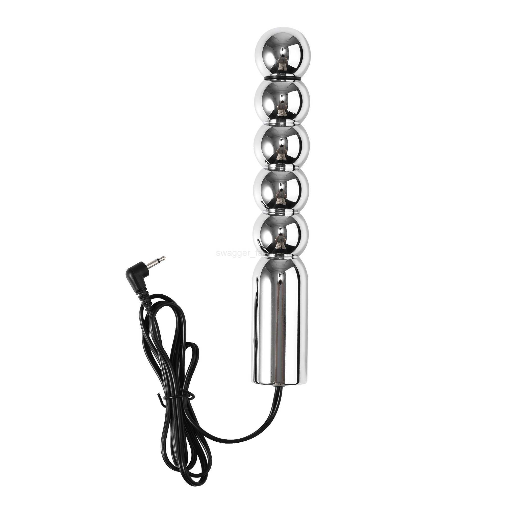 Electric Shock Metal Butt Plug Bi-polar Electro Stimulation Large Anal Beads Plug Prostate Massage Vagina Unit Control Sexe ToyB240708
