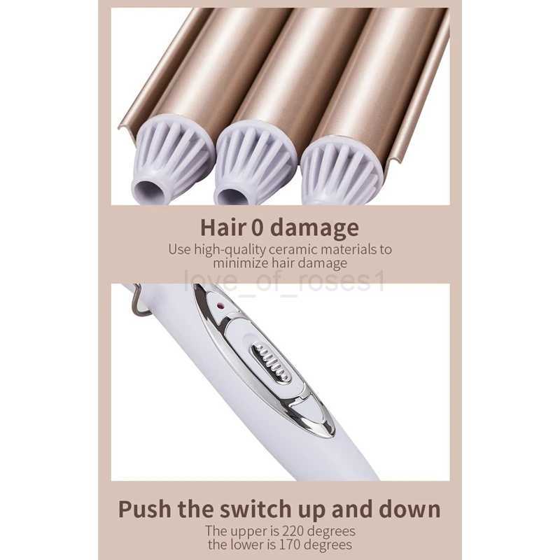 Curling Iron Ceramic Triple Barrel Curling Wand Hair Styling Tools Multifunction Hair Curlers ElectricEU PlugZ240707