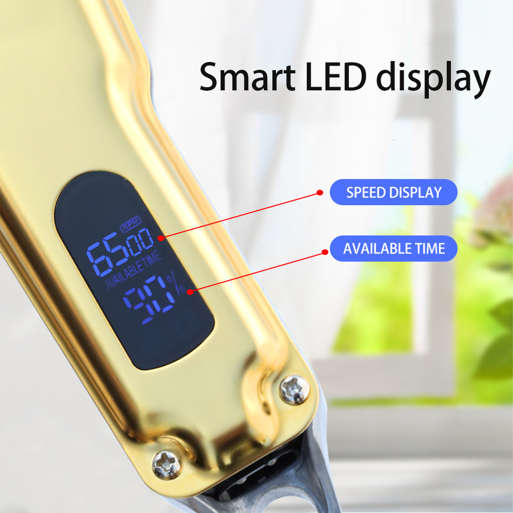 Full metal body professional hair clipper LCD digital display hair clipper rechargeable hair clipper shaver 230906