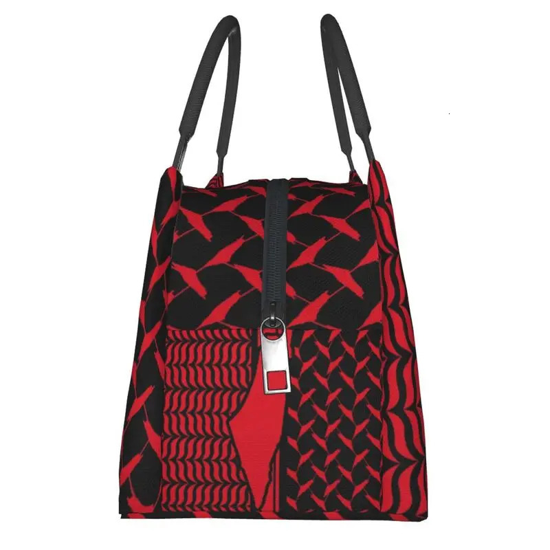 Palestinian Kufiya Thermal Insulated Bag Women Palestine Keffiyeh Red Black Background Resuable Lunch Tote Meal Food Box 240703 7fa5 4