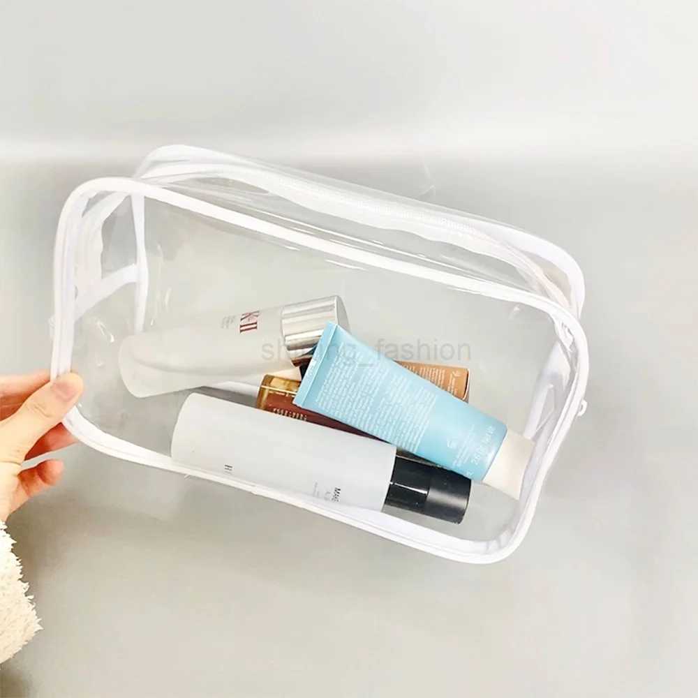 Simple PVC Clear Makeup Bag Transparent Waterproof Cosmetic Storage Case Travel Make Up Organizer Pouch Bath Toiletry Wash BagCL240708