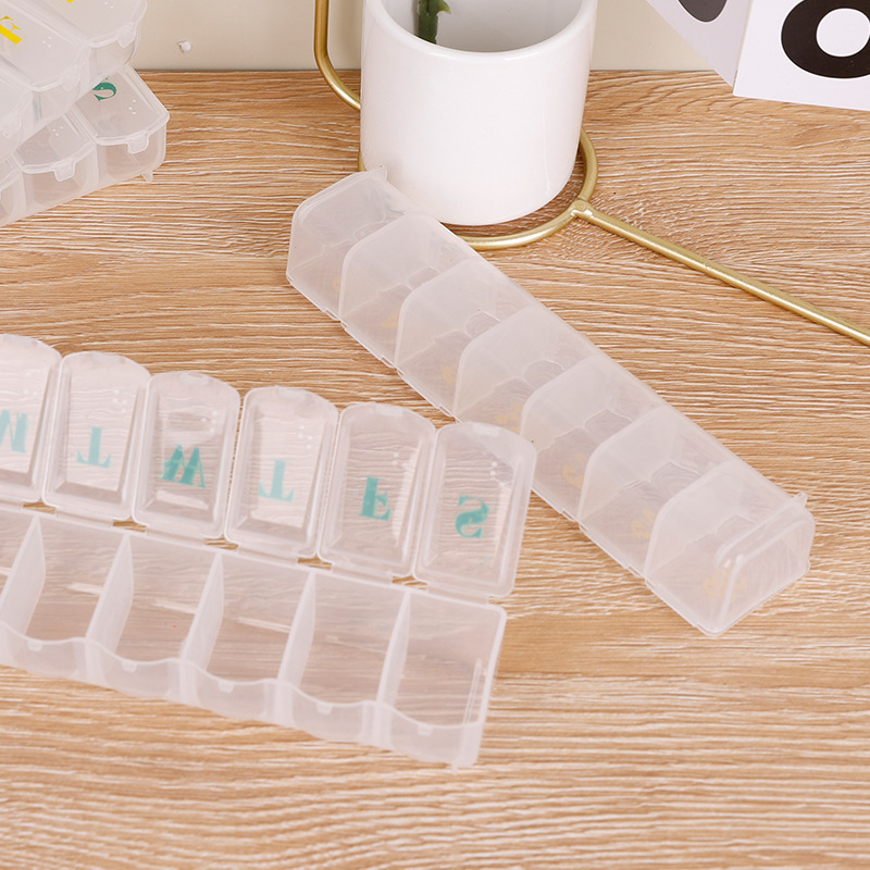 Seven Day Storage Convenient Rectangular Portable Braille Labeled Pill Boxes