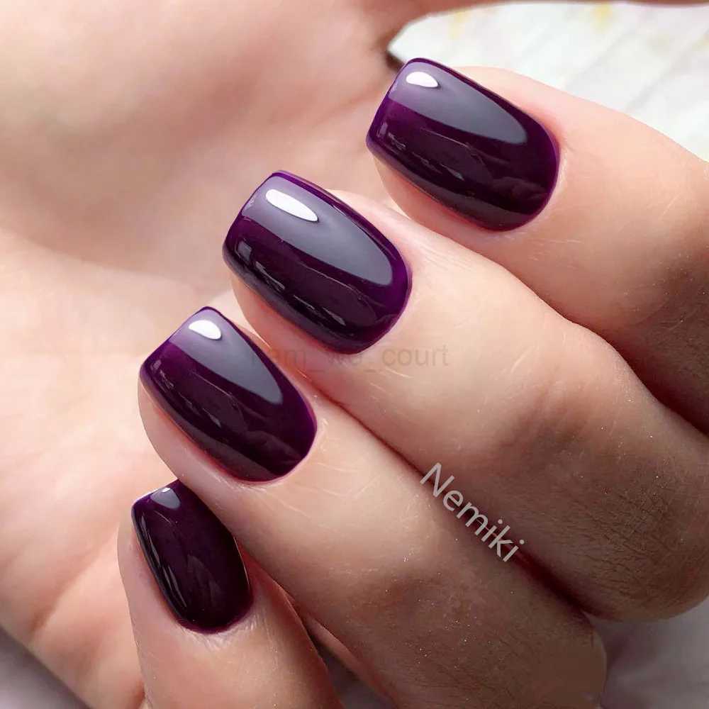 24Pcs Short Square Fake Nail With Glue Artificial Press On False Nails Reusable Adhesive Full Cover Tip Manicure ToolM240709