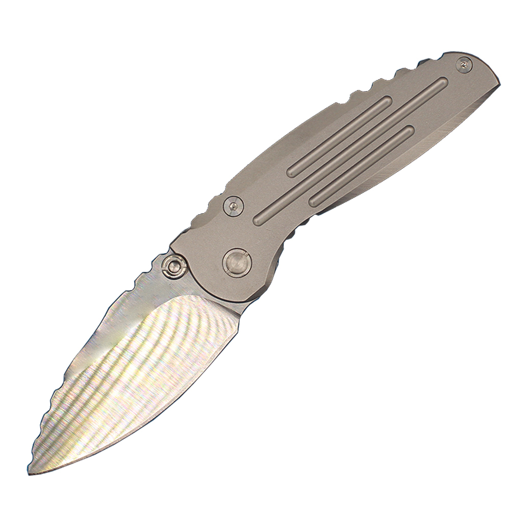 High End Pocket Folding Knife D2 Satin Blade CNC Stainless Steel Handle Ball Bearing Outdoor Camping Hiking Fishing EDC Folder Knives with Nylon Bag
