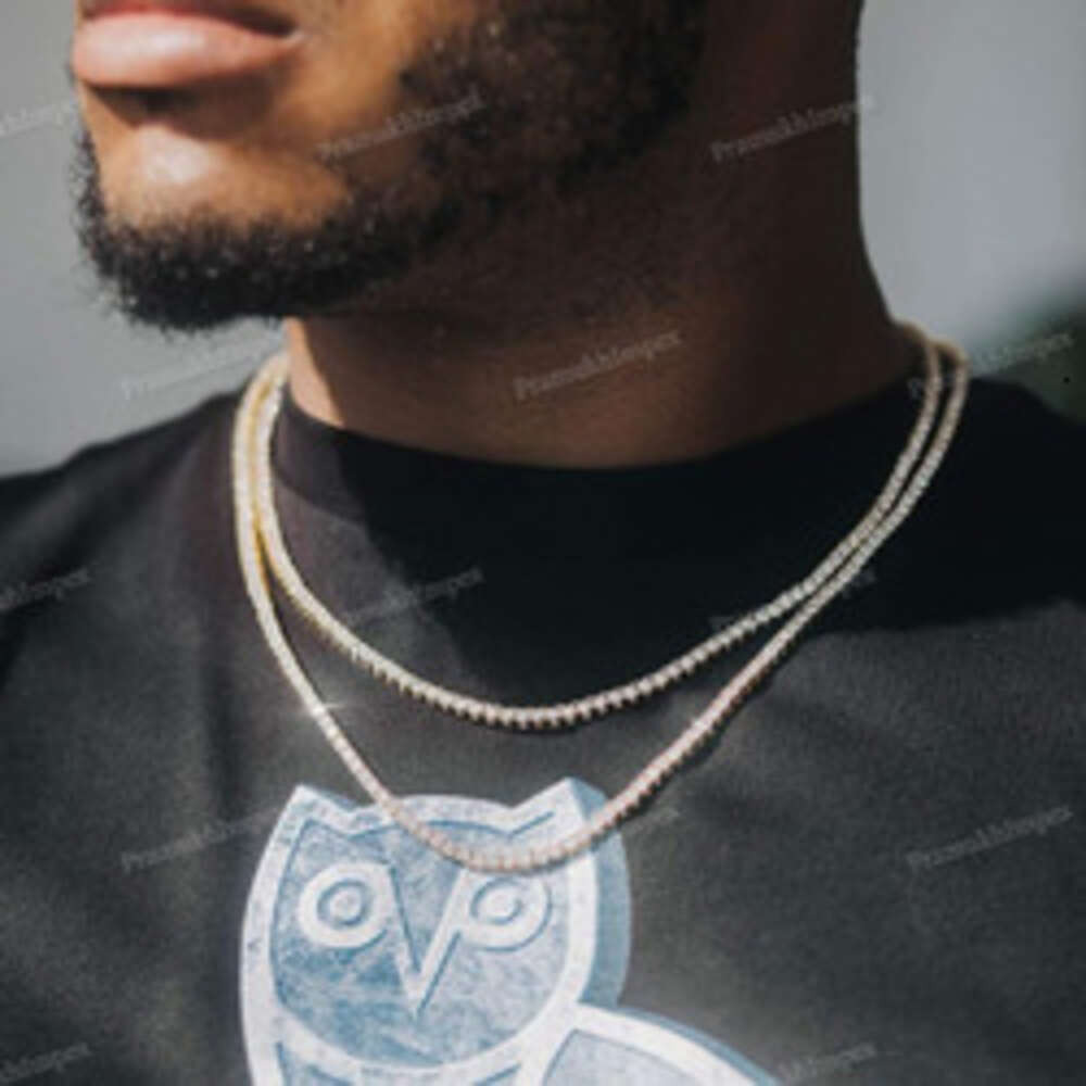 Cheapest Price Hip Hop Sterling Silver 3mm Vvs Moissanite Diamond Necklace Moissanite Tennis Chains for B2b Wholesale Business