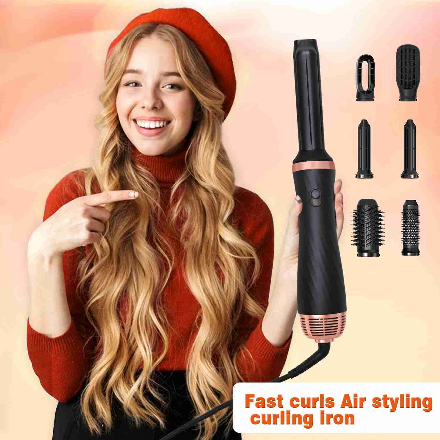Multifunctional Hair Dryer 5 in 1 Electric Comb Negative Ion Straightener Comb Curling Iron Detachable Heating Brush Hair DryerM240709